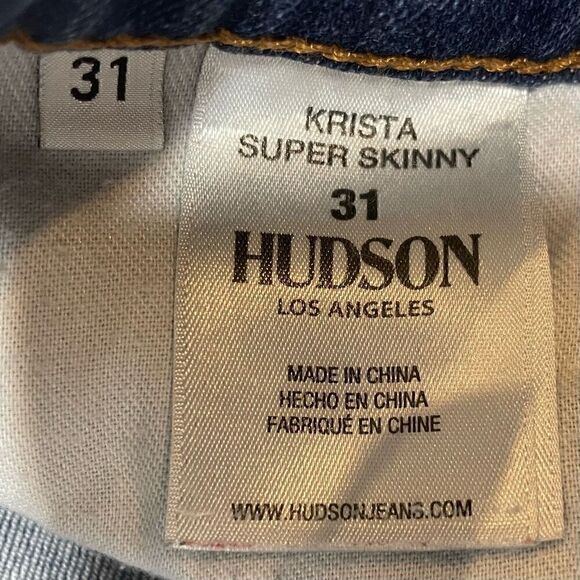 Hudson Krista Ankle Super Skinny Jeans Denim Womens Size 31 Raw Hem - Picture 11 of 11